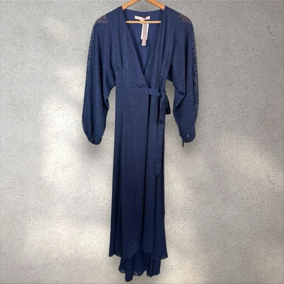 Anthropologie Hutch Leigh Wrap‎ Maxi Dress Balloon Sleeve Belted Sz XS NWT - Picture 5 of 8